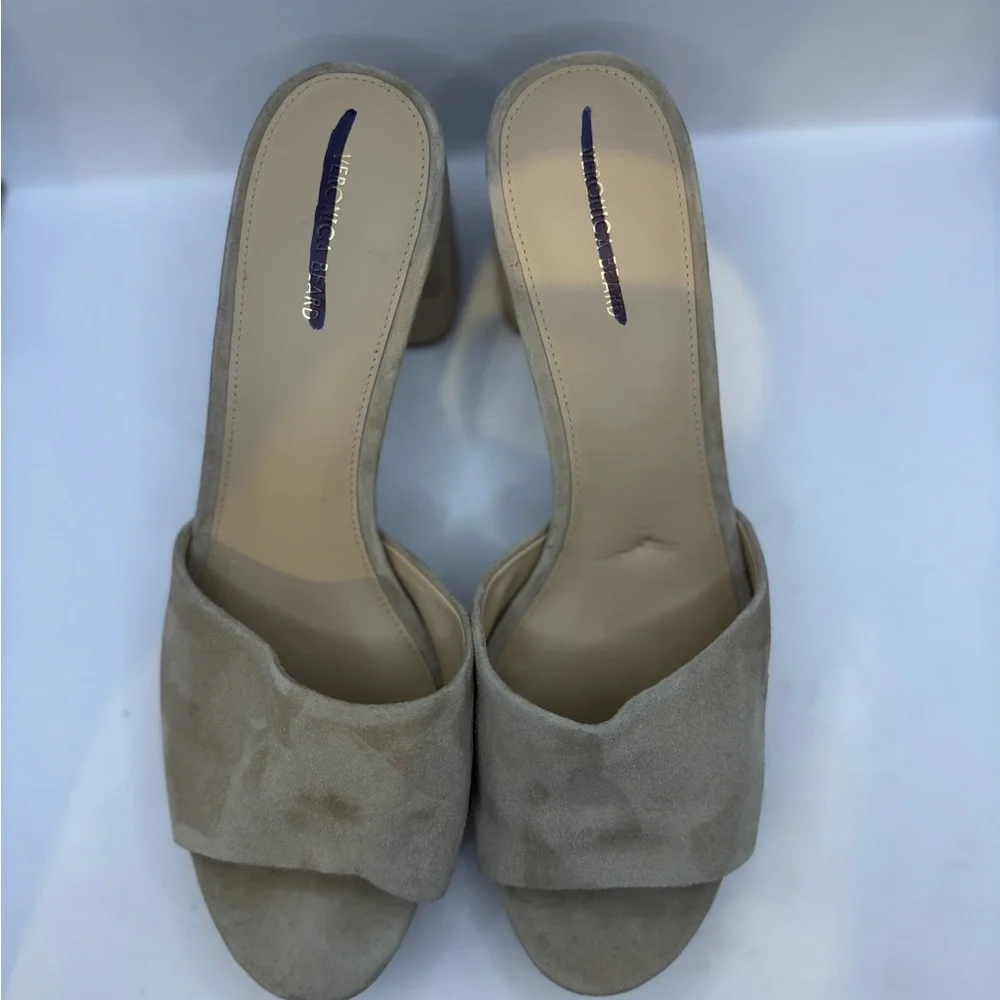 Veronica Beard Women’s‎ Size 12 Dali Block Heel Sandal Beige Suede